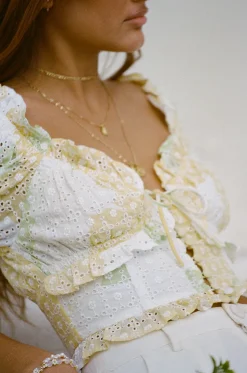 Tops|SABO Amarelo Shirred Top