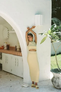 Sets|SABO Heather Knit Skirt-Yellow