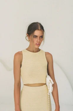 Sets|SABO Heather Knit Top-Yellow