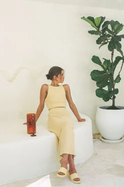 Sets|SABO Heather Knit Top-Yellow