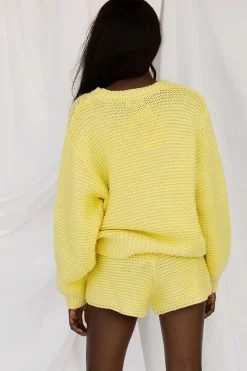 Sets|SABO Noelle Knit Shorts-Lemon