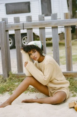 Sets|SABO Noelle Knit Sweater-Tan