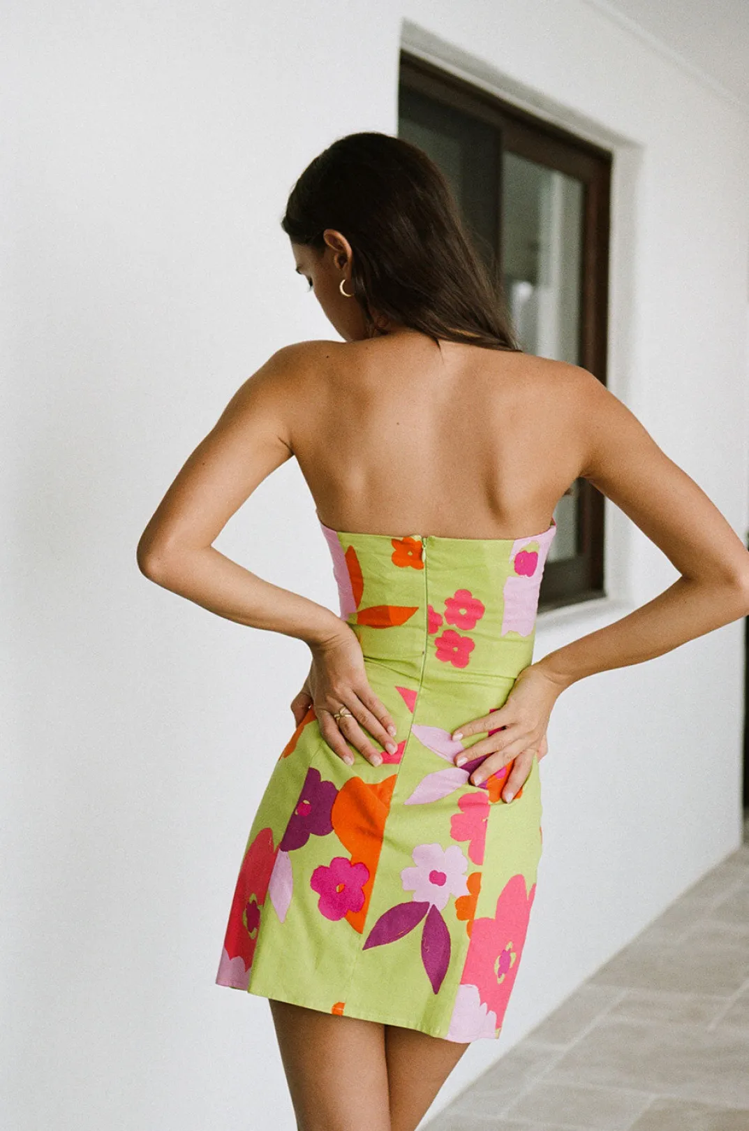 Dresses|SABO Romee Lace Up Dress-Lime Floral