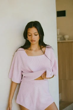 Sets|SABO Sevina Knit Shorts-Pink