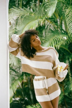 Sets|SABO Teana Knit Shorts-Tan