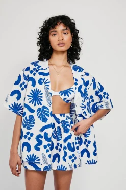 Sets|SABO Thessy Shorts-Blue Leaf