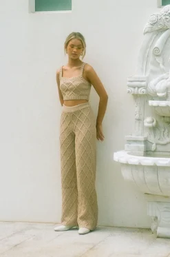 Sets|SABO Venti Knit Pants-Tan