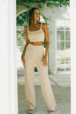 Sets|SABO Venti Knit Pants-Tan